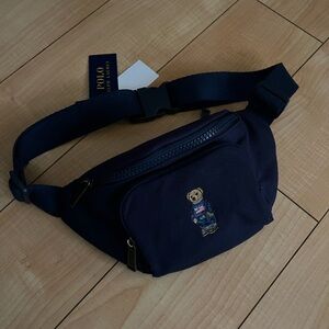 Polo Ralph Lauren Embroidered Polo Bear Navy Canvas Waist Hip Fanny Pack